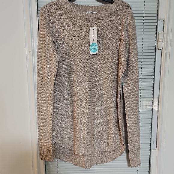 Pink Clover Sweaters - Pink Clover Taupe Crew Neck Sweater